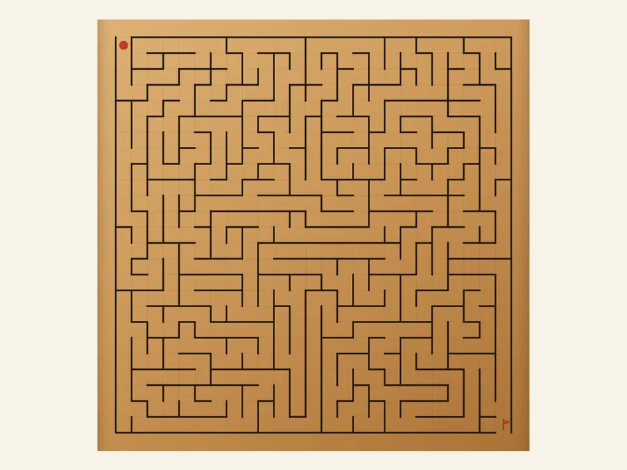 Maze puzzles at different grid sizes
